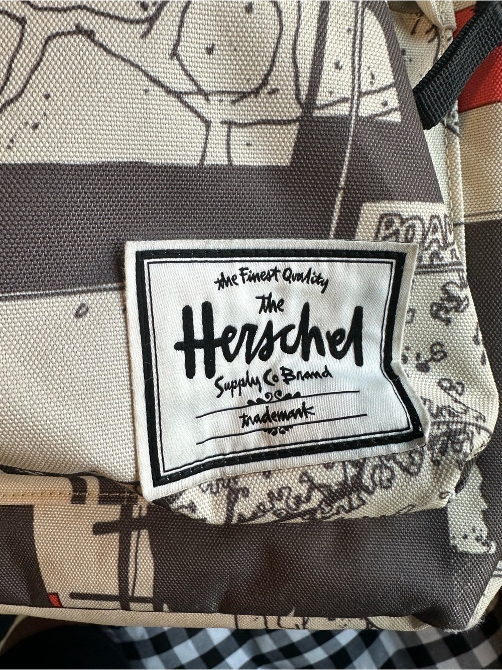 Herschel Supply Company Graphic Beige Backpack with Red and Yellow Accents - Picture 2 of 6